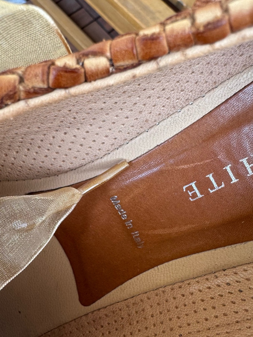 Woven Low-Top Sneakers in Copper Brown with Sheer Cream Laces - Picture 6 of 10